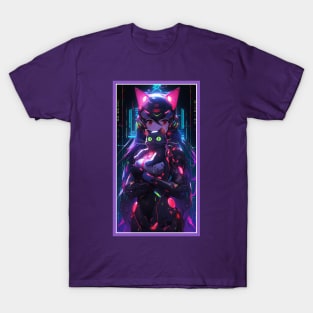 Anime Cute Cat Girl | Sci-Fi Manga Girl Anime Art T-Shirt